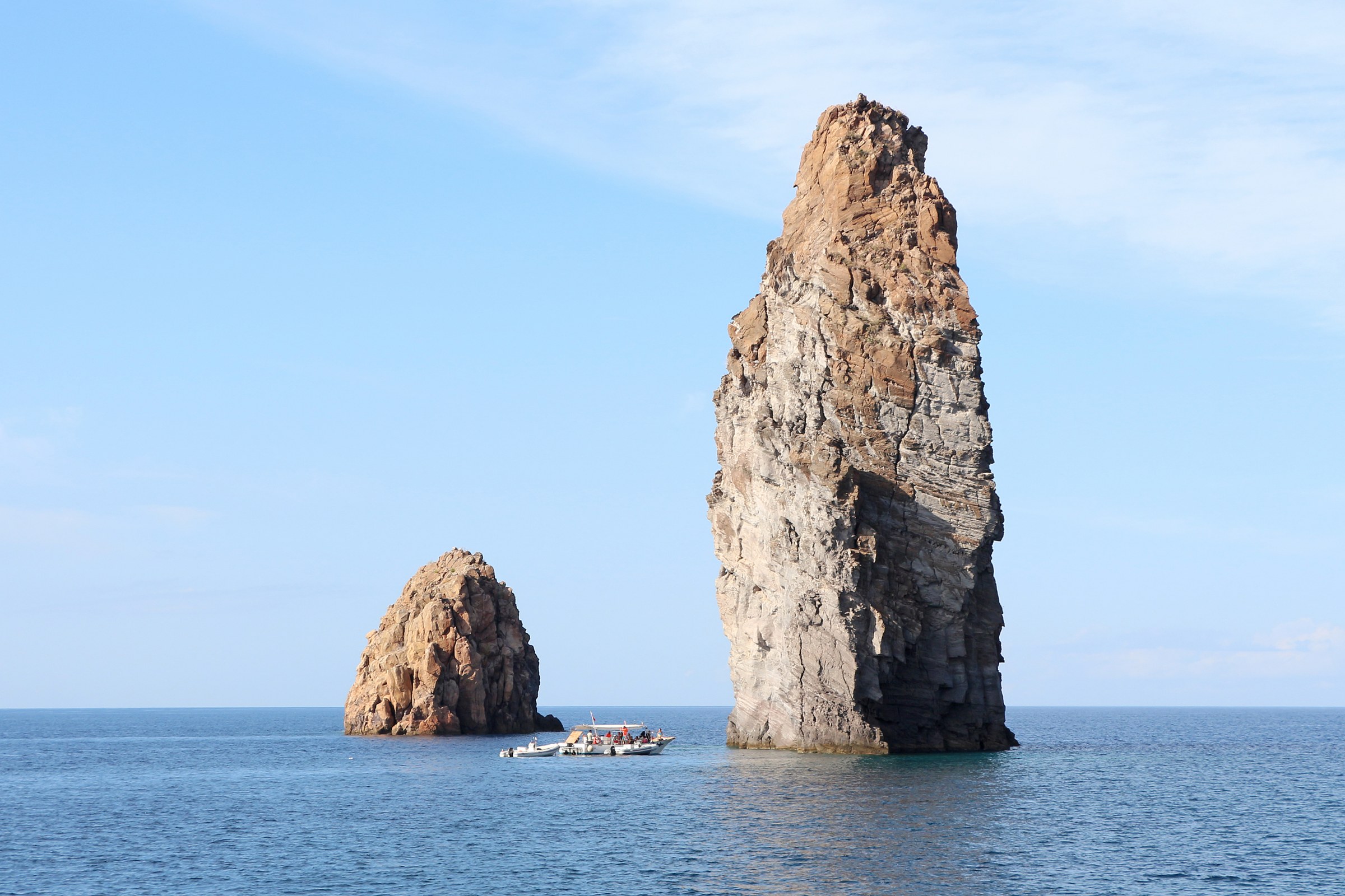 Lipari's sea stacks rising from the water